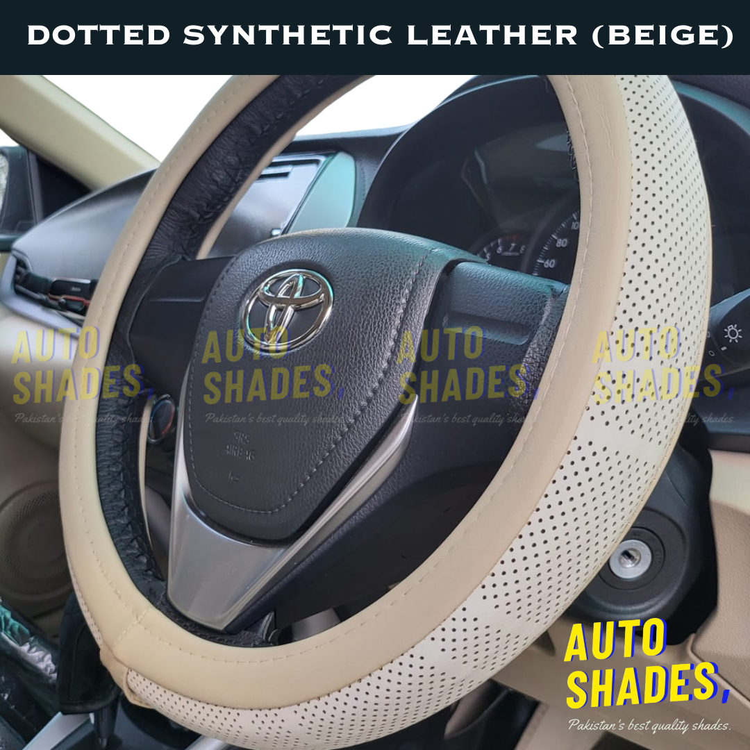 Steering Wheel Cover - Dotted Synthetic Leather (Beige)