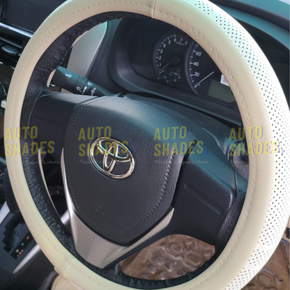 Steering Wheel Cover - Dotted Synthetic Leather (Beige)