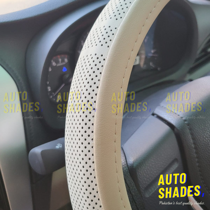 Steering Wheel Cover - Dotted Synthetic Leather (Beige)