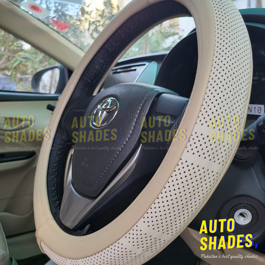 Steering Wheel Cover - Dotted Synthetic Leather (Beige)