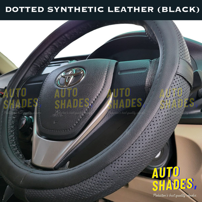 Steering Wheel Cover - Dotted Synthetic Leather (Black)