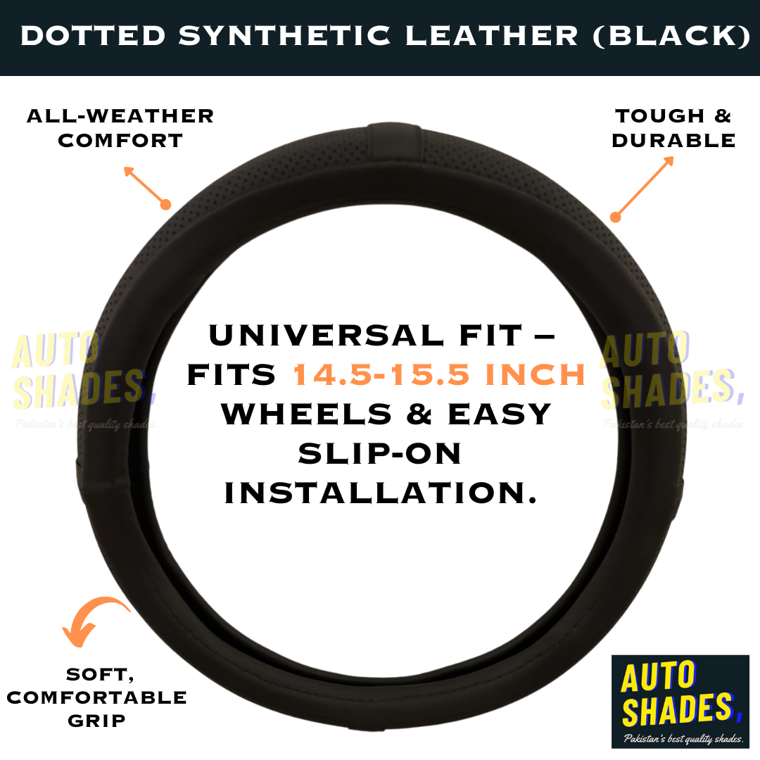 Steering Wheel Cover - Dotted Synthetic Leather (Black)