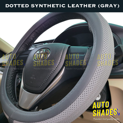 Steering Wheel Cover - Dotted Synthetic Leather (Gray)