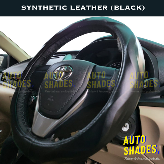 Steering Wheel Cover - Synthetic Leather (Black)