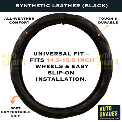 Steering Wheel Cover - Synthetic Leather (Black)