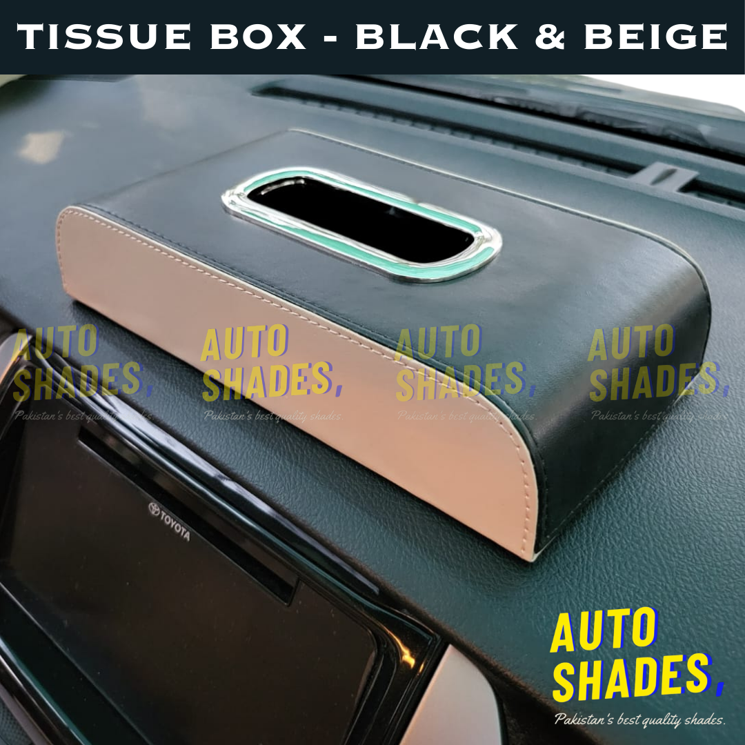 Tissue Box - Synthetic Leather (Black & Beige)